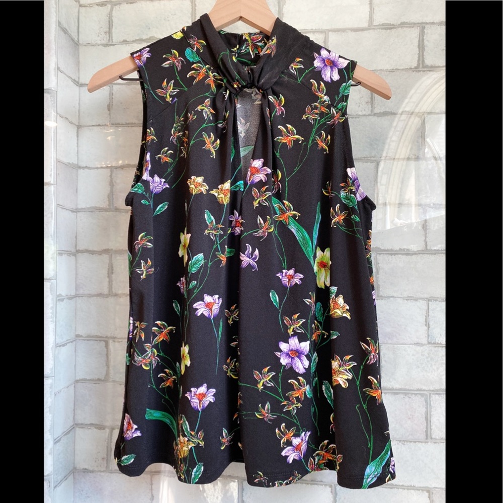 H&M Floral Sleeveless Top with Keyhole Front & Back Size M